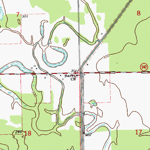 Topographic Map of Barks Church, MO