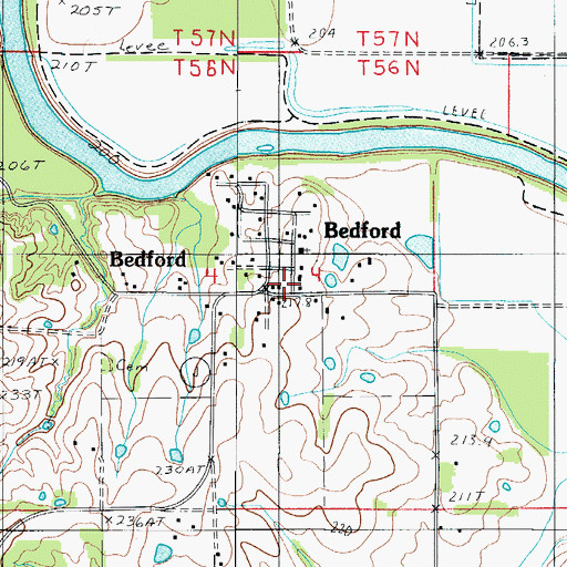 Topographic Map of Bedford, MO