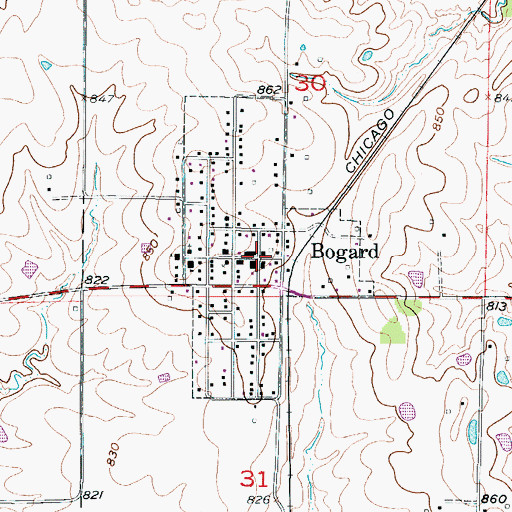 Topographic Map of Bogard, MO