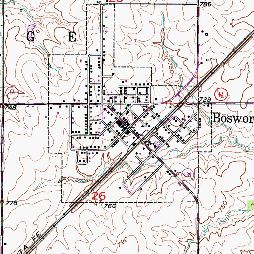 Topographic Map of Bosworth, MO