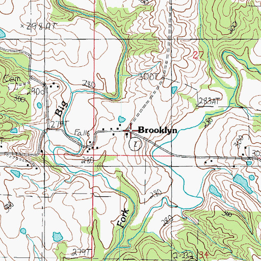 Topographic Map of Brooklyn, MO