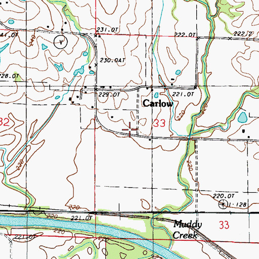 Topographic Map of Carlow, MO