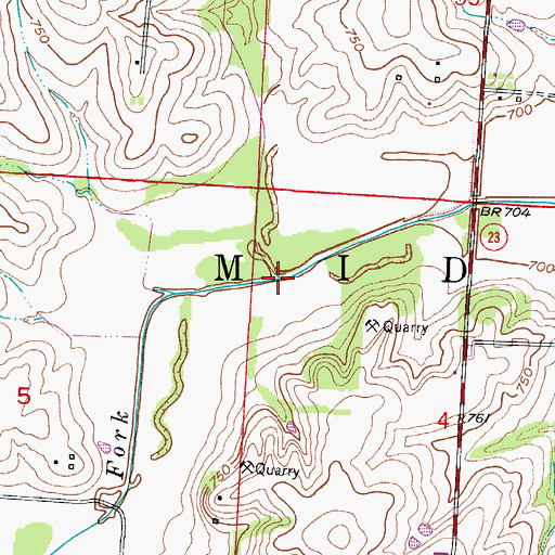 Topographic Map of Cragg Branch, MO