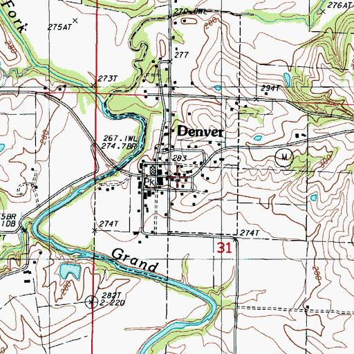 Topographic Map of Denver, MO