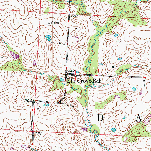 Topographic Map of Elk Grove School (historical), MO