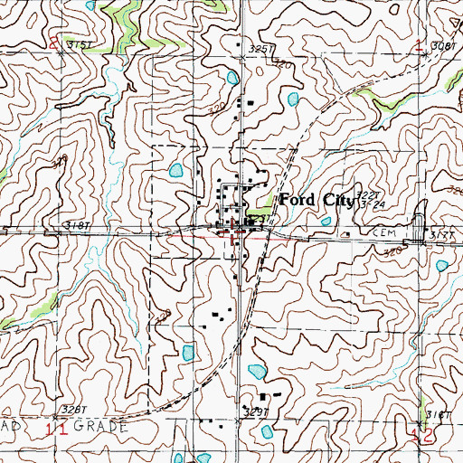 Topographic Map of Ford City, MO