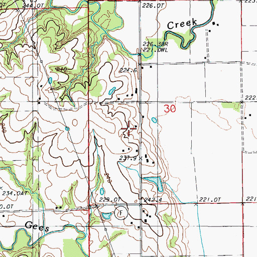Topographic Map of Goodrich School, MO