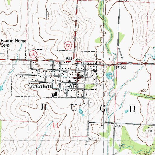 Topographic Map of Graham, MO