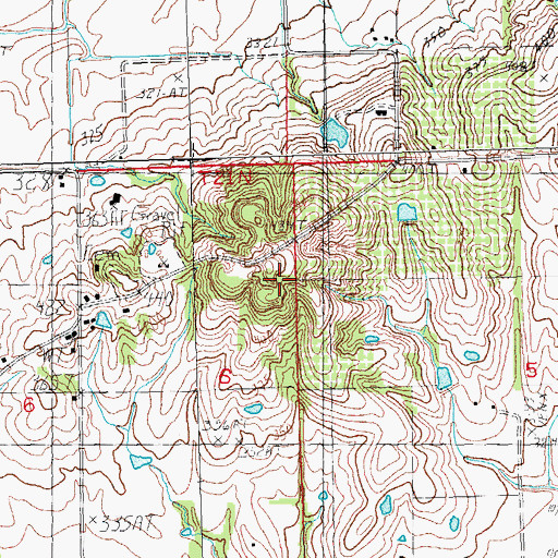Topographic Map of Gravel Hill Cemetery, MO