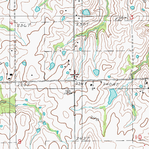 Topographic Map of Green School, MO