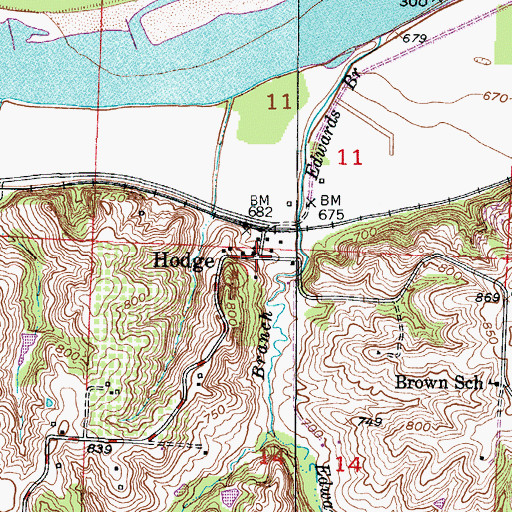 Topographic Map of Hodge, MO