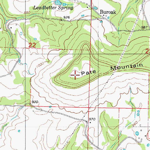 Topographic Map of Pate Mountain, AR