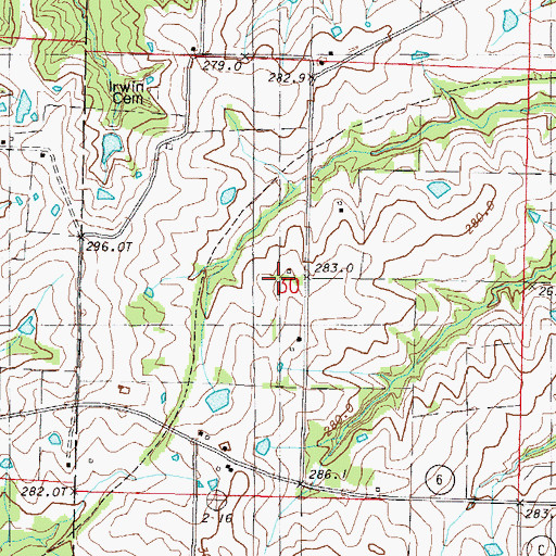 Topographic Map of Irvinville School (historical), MO