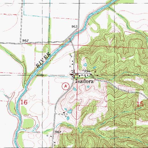 Topographic Map of Isadora, MO