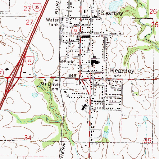 Topographic Map of Kearney, MO