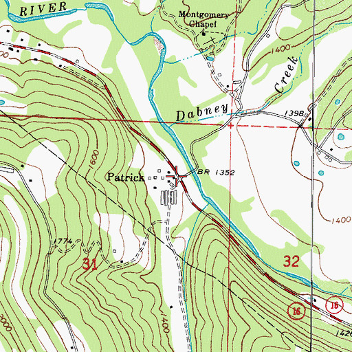 Topographic Map of Patrick, AR
