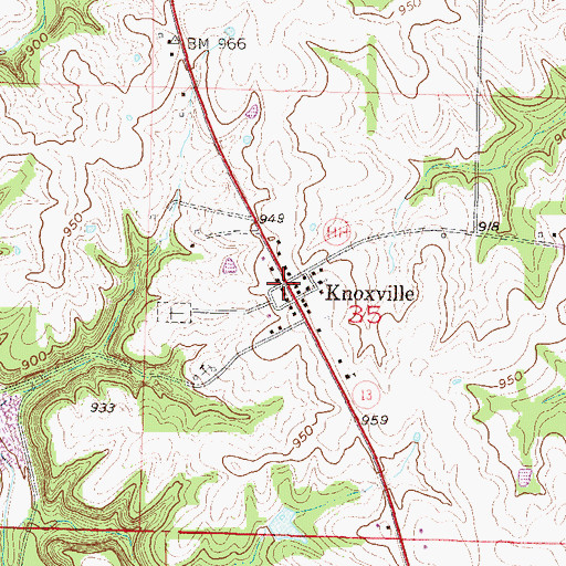 Topographic Map of Knoxville, MO
