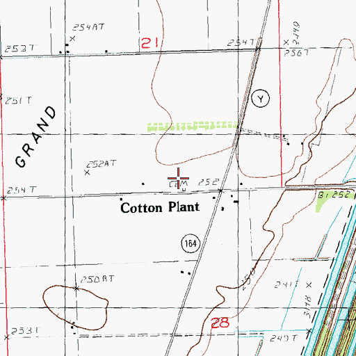 Topographic Map of Langdon Cemetery, MO