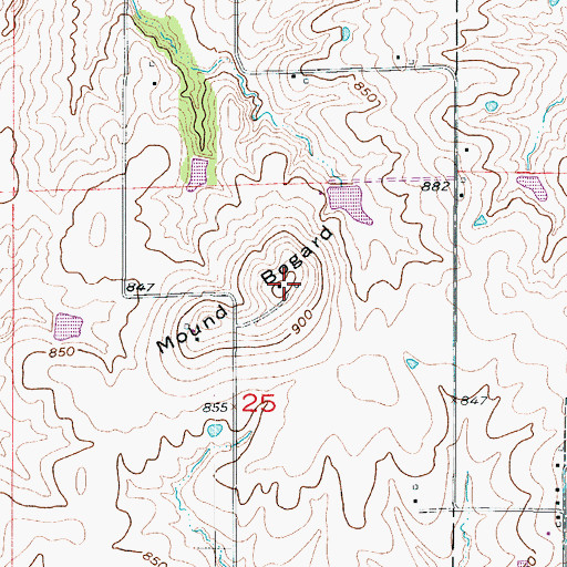 Topographic Map of Mound Bogard, MO