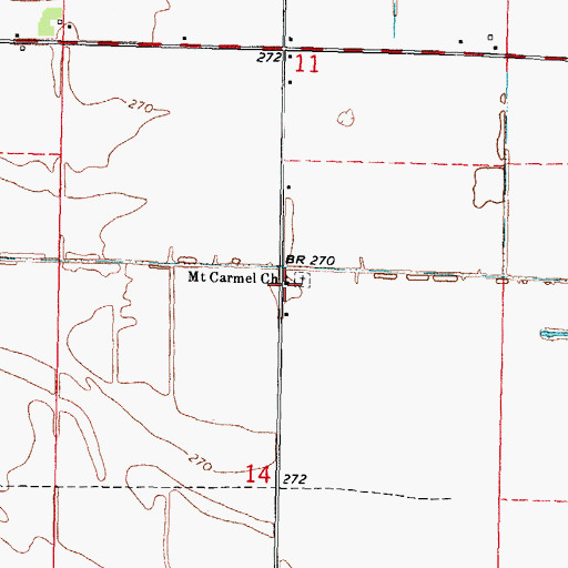 Topographic Map of Mount Carmel Church, MO