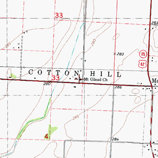 Topographic Map of Mount Gilead Church, MO