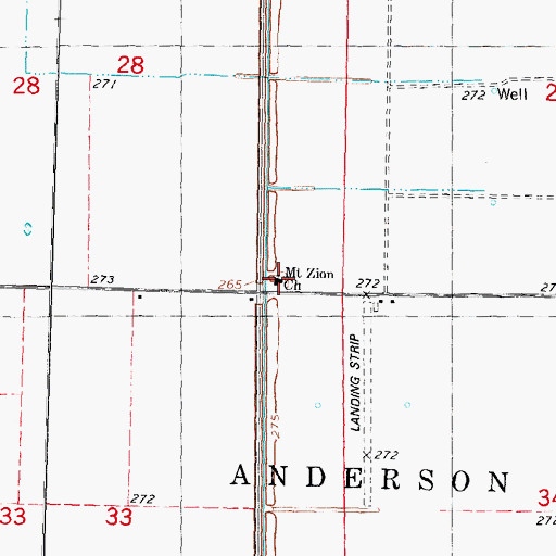 Topographic Map of Mount Zion Church, MO