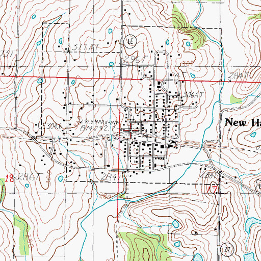 Topographic Map of New Hampton, MO