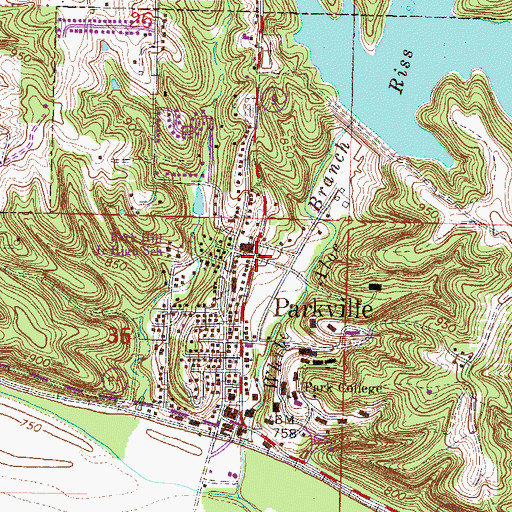 Topographic Map of Parkville, MO