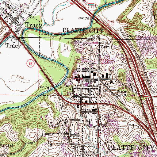Topographic Map of Platte City, MO