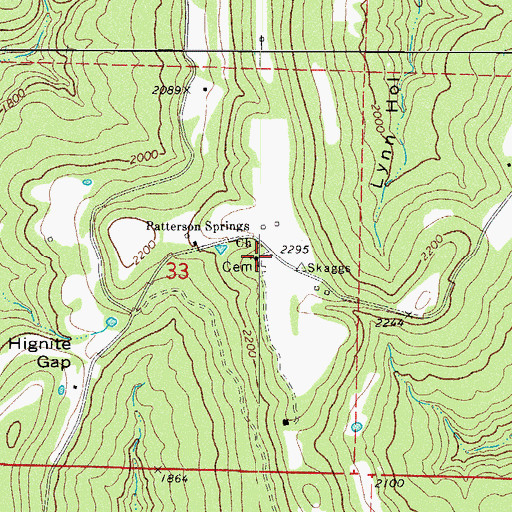 Topographic Map of Patterson Springs Church, AR