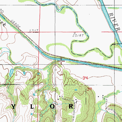 Topographic Map of Raccoon Creek, MO