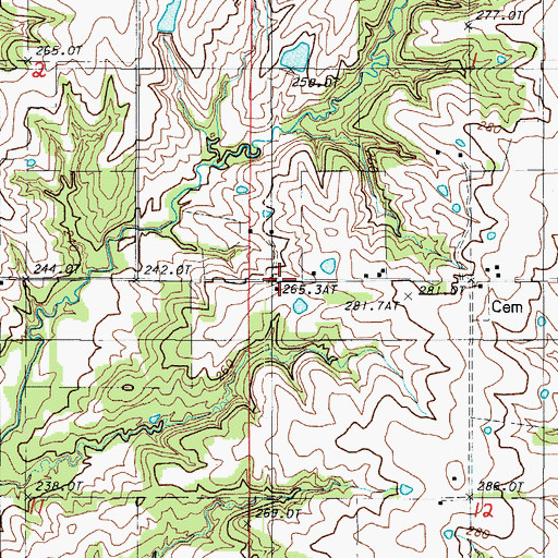 Topographic Map of Rawlie School (historical), MO