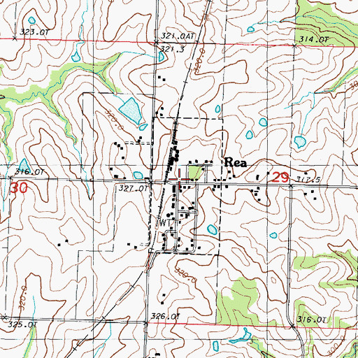 Topographic Map of Rea, MO