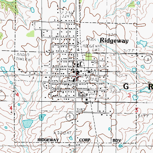 Topographic Map of Ridgeway, MO