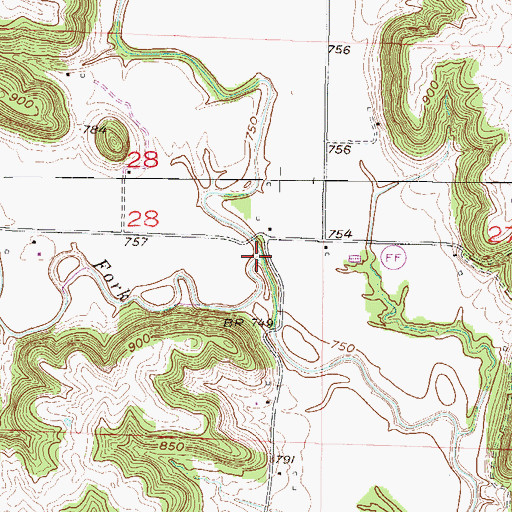 Topographic Map of Rocky Fork, MO