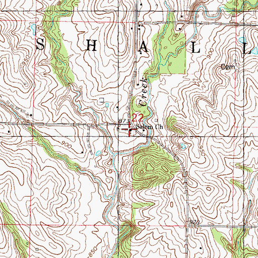 Topographic Map of Salem Church, MO