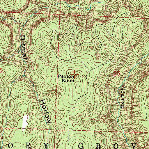 Topographic Map of Paxton Knob, AR