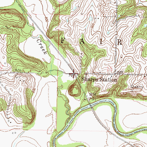 Topographic Map of Sharps Station, MO
