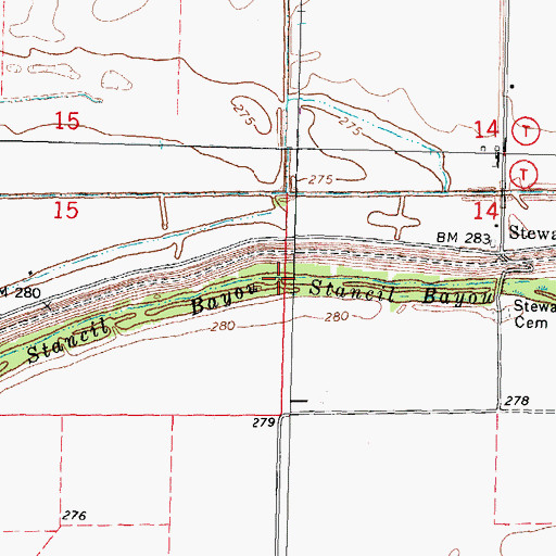Topographic Map of Stancil Bayou, MO