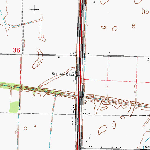 Topographic Map of Stanley Church, MO