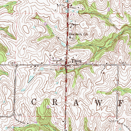 Topographic Map of Taos, MO