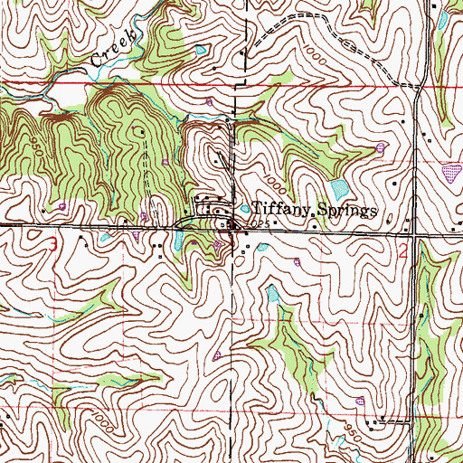 Topographic Map of Tiffany Springs, MO