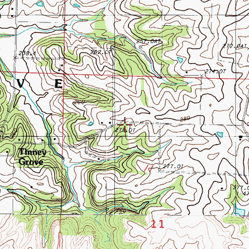 Topographic Map of Tinney Grove School (historical), MO
