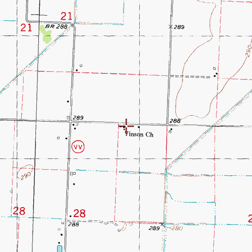 Topographic Map of Vinson Church, MO