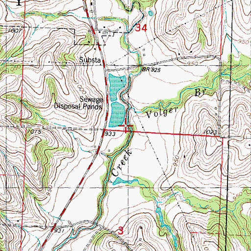 Topographic Map of Volger Branch, MO