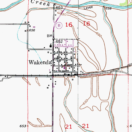 Topographic Map of Wakenda, MO