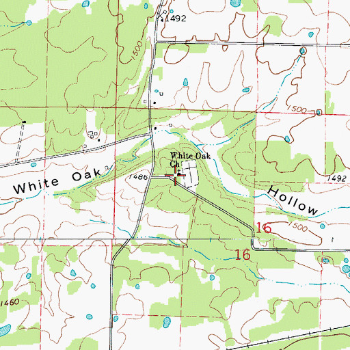 Topographic Map of White Oak Church, MO