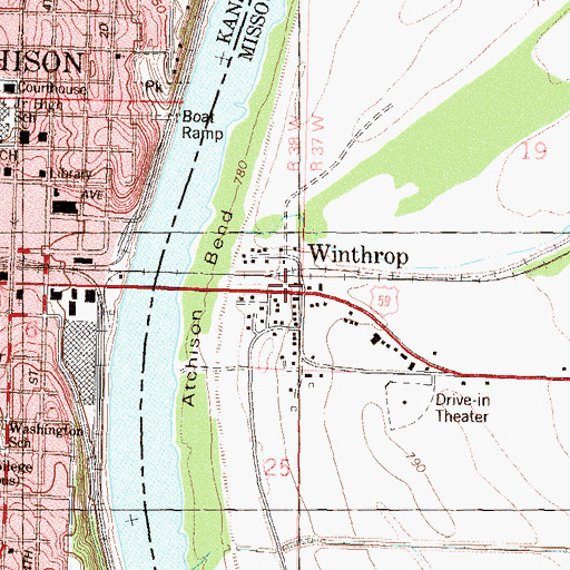 Topographic Map of Winthrop, MO