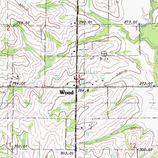 Topographic Map of Wood School (historical), MO