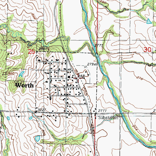 Topographic Map of Worth, MO
